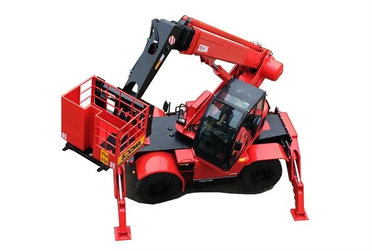 Xe nâng cần trục xoay 4 tấn với sàn nâng người trên cao
