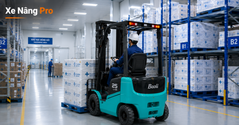Xe Nâng Pro Vận Hành Kho Nhà Máy Dược Phẩm
