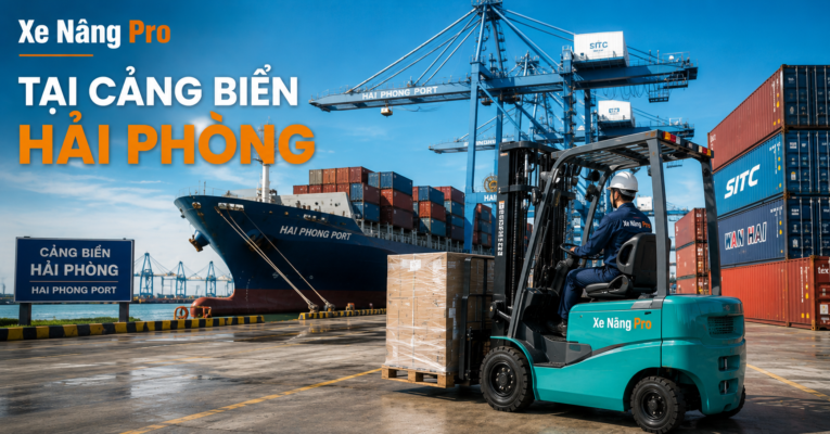 xe nâng điện tại Hải Phòng KCN DEEP C Đình Vũ cảng biển